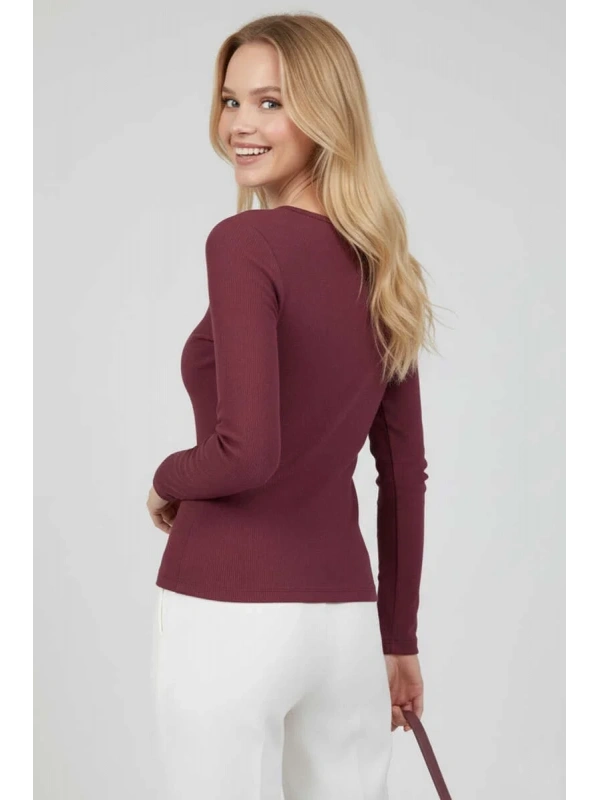 Çıtçıt Detaylı Bluz Mürdüm T4343