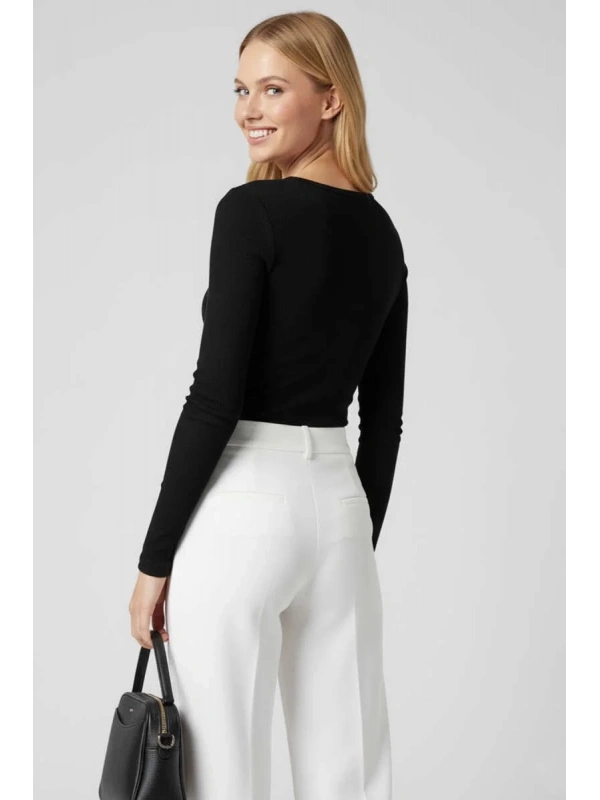 Çıtçıt Detaylı Bluz Siyah T4343