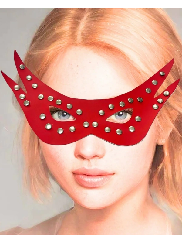 Deri Fantezi Kırmızı Parti Maskesi