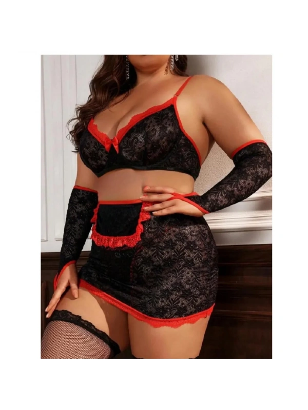 Fantazi Seksi Dantel Babydol Fantezi Gecelik (çorapsız)