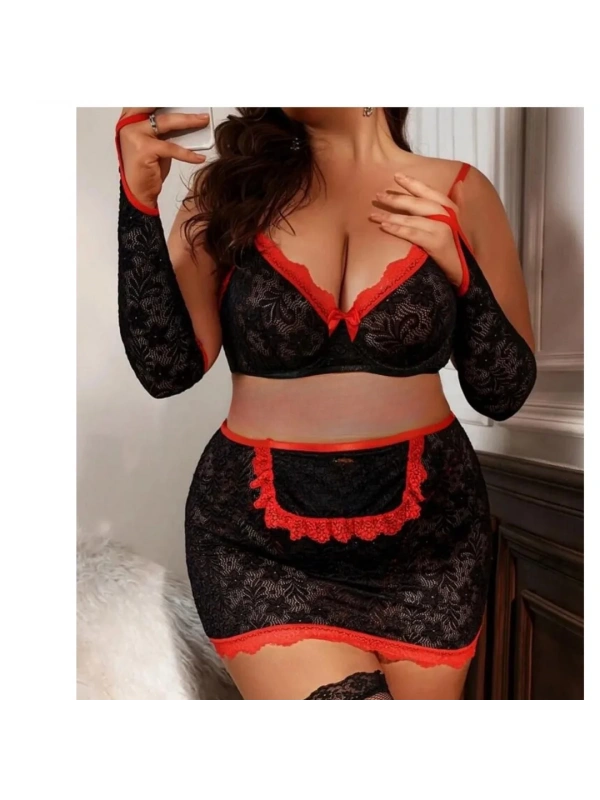 Fantazi Seksi Dantel Babydol Fantezi Gecelik (çorapsız)