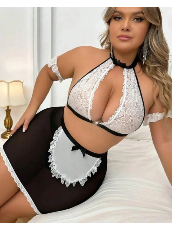 Fantazi Seksi Halkalı Dantelli Babydol Gecelik
