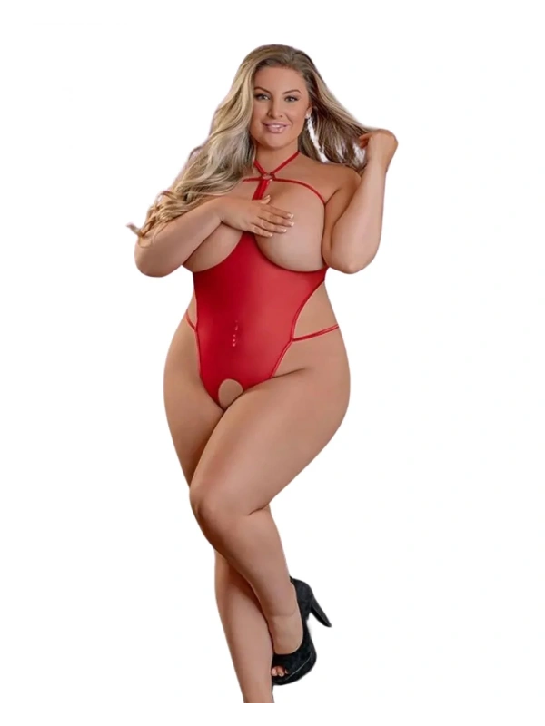 Fantezi Kırmızı Özel Bölgeleri Açık Seksi Tül Babydol