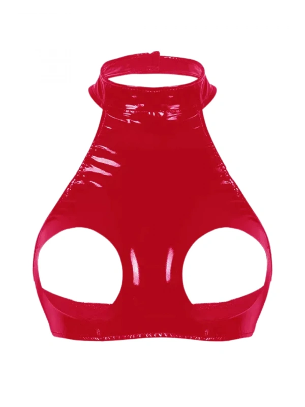 Fantezi Seksi Özel Bölgeleri Açık Kırmızı Lame Gecelik