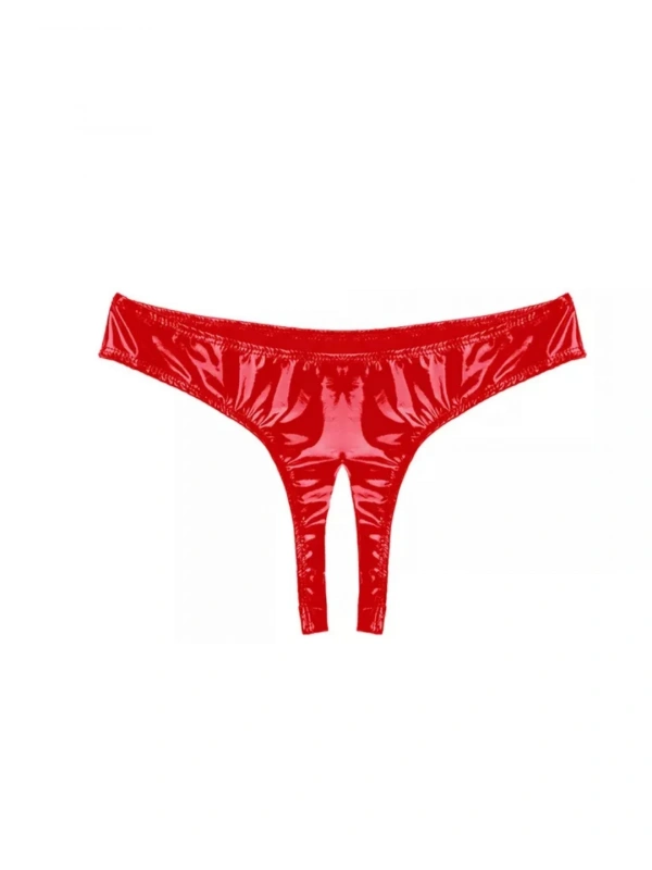 Fantezi Seksi Özel Bölgeleri Açık Kırmızı Lame Gecelik
