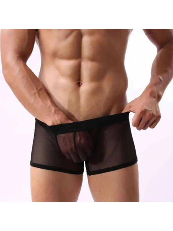 Fantezi Transparan Tül Erkek Boxer Fantezi Tanga