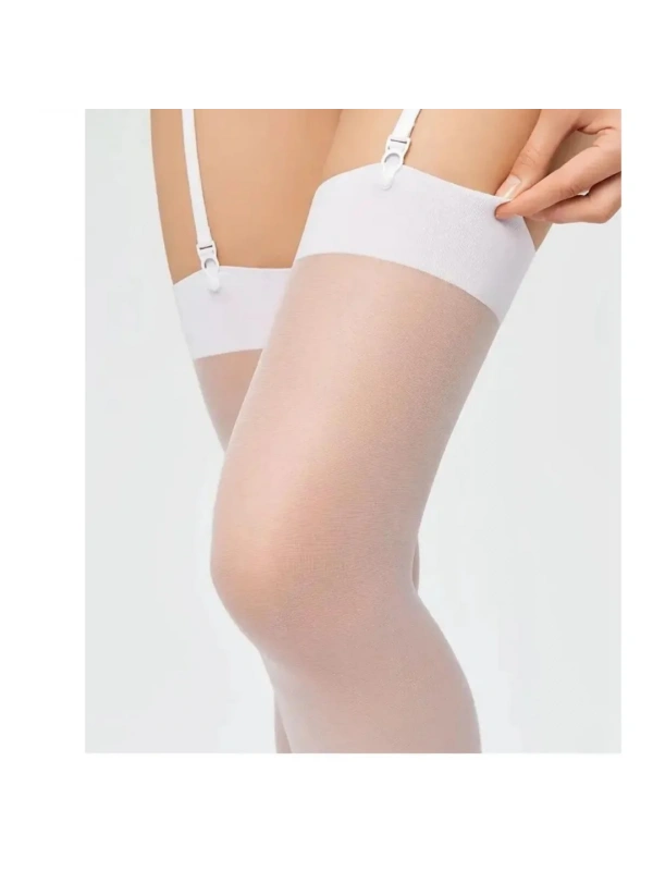 Kadın Beyaz Düz Jartiyer Çorabı