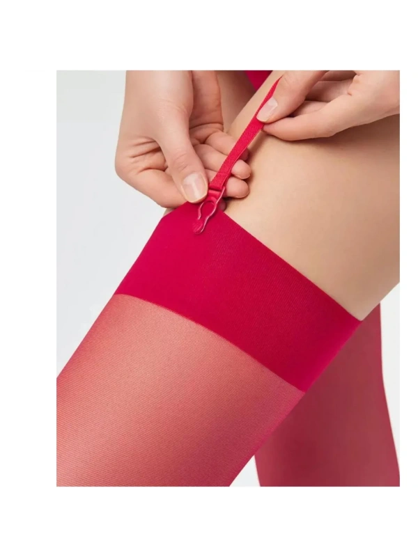 Kadın Kırmızı Düz Jartiyer Çorabı