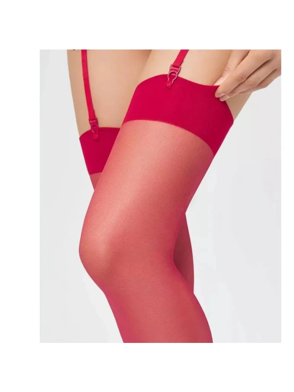 Kadın Kırmızı Düz Jartiyer Çorabı