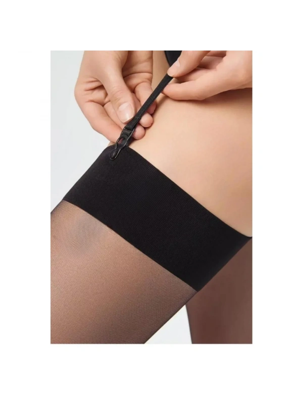 Kadın Siyah Düz Jartiyer Çorabı