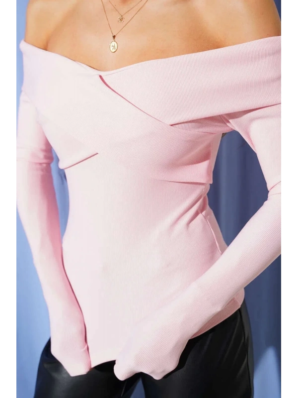 Madonna Çapraz Yaka Bluz Pembe t4331