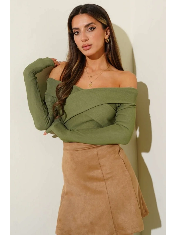Madonna Çapraz Yaka Bluz Yeşil t4331