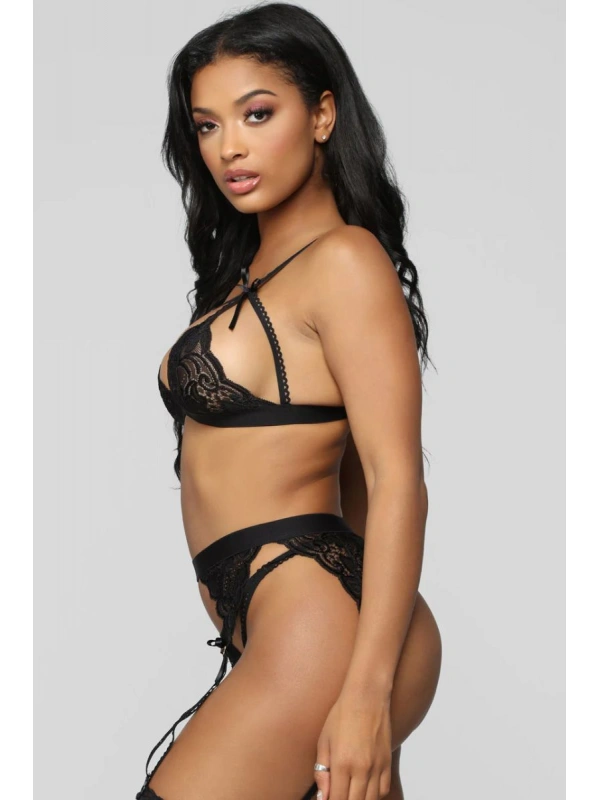 Siyah Dantelli Jartiyer Takımı Brf1274