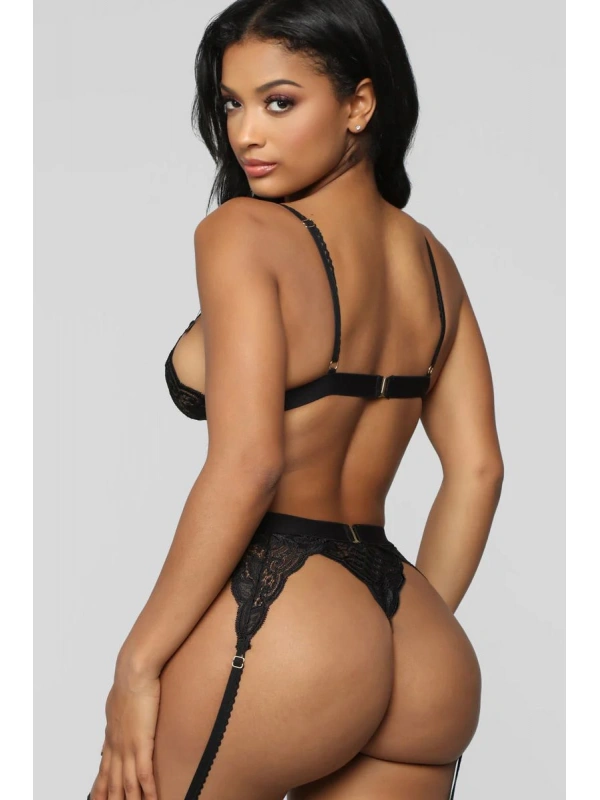 Siyah Dantelli Jartiyer Takımı Brf1274