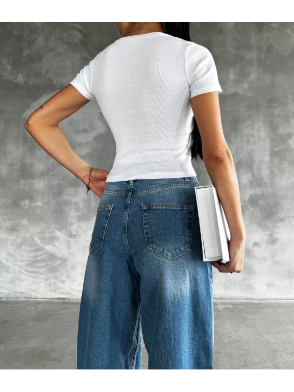 Taş baskılı kaş korse bluz