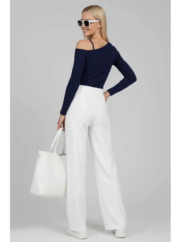 Tek Omuz İpli Bluz Lacivert T4328