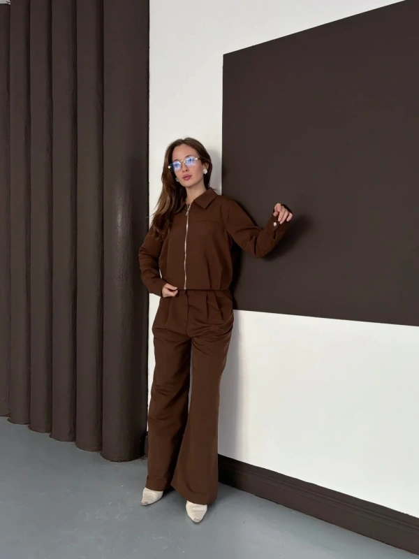 Trenç takım alt üst kahve ons