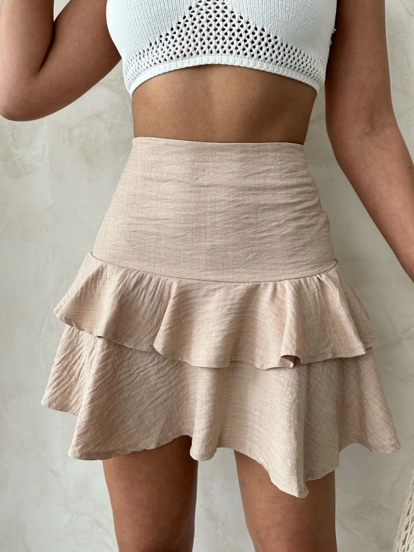 Valonlu fırfırlı etek s24681