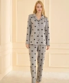 19103 Kadın Düğmeli Uzun Kol Pijama Takımı