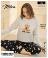 90781 Kadın Ayıcıklı Uzun Kol Pijama Takımı