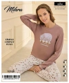 90781 Kadın Ayıcıklı Uzun Kol Pijama Takımı
