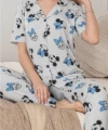 Alissa 6283 Kadın Mickey Mouselu Patlı Pijama Takımı