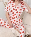 Alissa 6295 Kadın Kalp Desenli Patlı Pijama Takımı