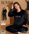 Boyraz 09015 Fransız Kadife Kumaş Uzun Kol Pijama Takımı