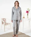 Estiva 25360 Gömlek Yaka Çizgili Kadife Pijama Takımı