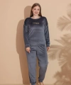 Estiva 25393 Uzun Kol Battal Kadife Pijama Takımı