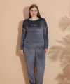 Estiva 25393 Uzun Kol Battal Kadife Pijama Takımı