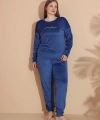 Estiva 25394 Uzun Kol Battal Kadife Pijama Takımı