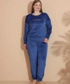 Estiva 25394 Uzun Kol Battal Kadife Pijama Takımı