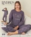 Lindros 05006 Raporlu Polar Kumaş Uzun Kol Pijama Takımı