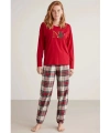 Nautıca W606 Kadın Uzun Kollu Ekoseli Pijama Takımı