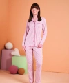 Pjs 28001 Kadın Uzun Kol Çizgili Önü Düğmeli Pijama Takım
