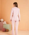 Pjs 28001 Kadın Uzun Kol Çizgili Önü Düğmeli Pijama Takım