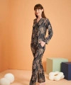 Pjs 28039 Kadın Uzun Kol Boydan Düğmeli Desenli Pijama Takımı