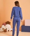 Pjs 28081 Kadın Uzun Kol Yuvarlak Yaka Kalpli Pijama Takım