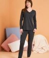 Pjs 28091 Kadın Uzun Kol V Yaka Pijama Takımı