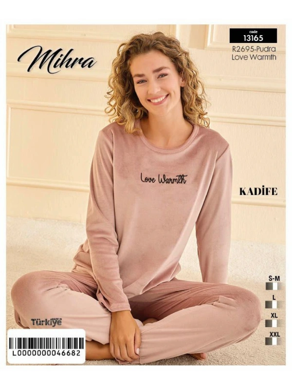 13165 Kadın Kadife Uzun Kol Pijama Takımı