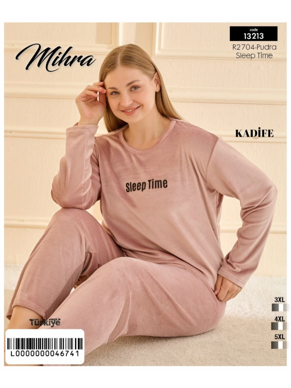 13213 Kadın Kadife Uzun Kol Pijama Takımı