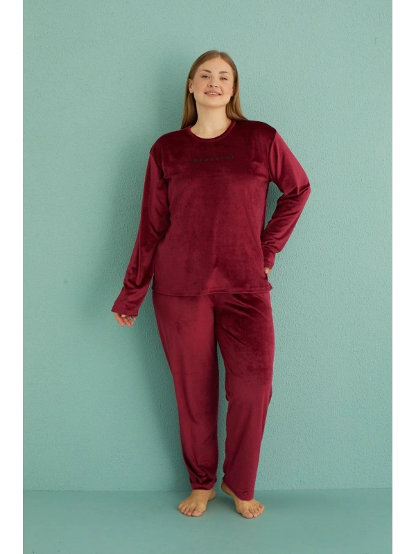 13213 Kadın Kadife Uzun Kol Pijama Takımı