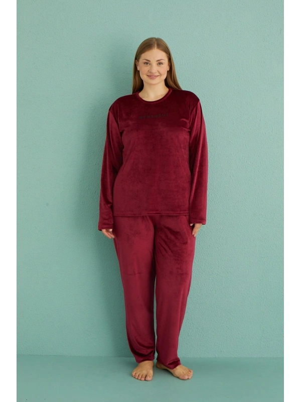 13213 Kadın Kadife Uzun Kol Pijama Takımı