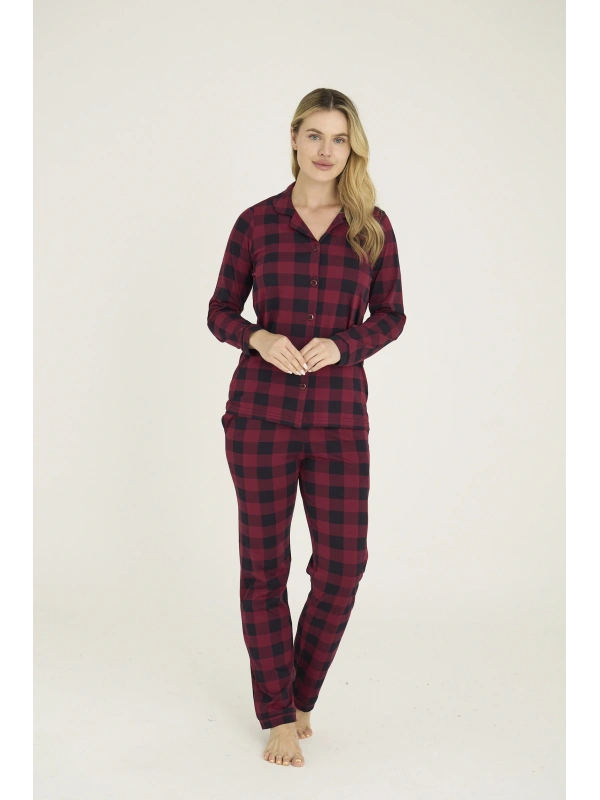 9209-k Kadın Apaj Yaka Pijama Takım