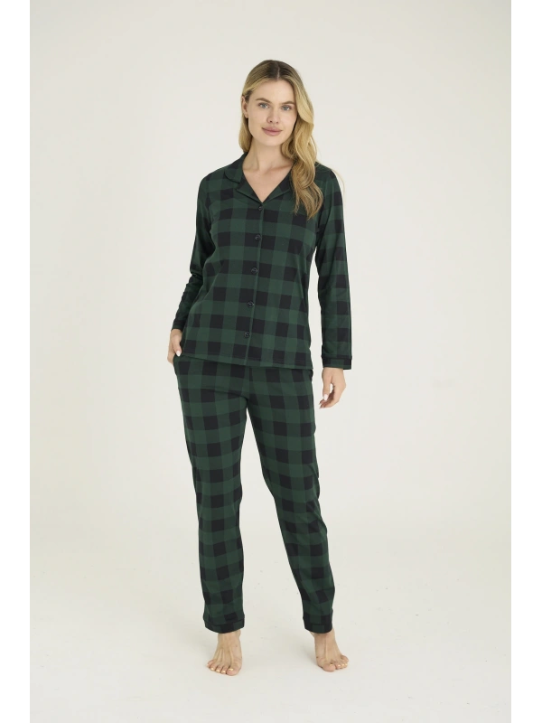 9209-k Kadın Apaj Yaka Pijama Takım