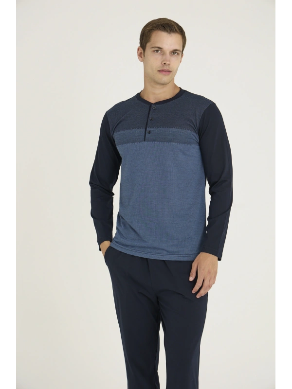 9218 Erkek Midi Yaka Pijama Takım
