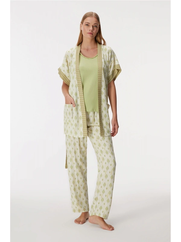 Anıl 11421 Kadın Sabahlık, Atlet Ve Pantolon Takım