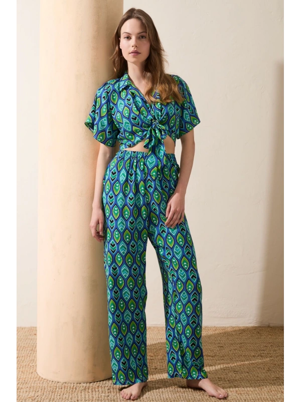 Anıl 11636 Kadın Kısa Kol Gömlek Ve Pantolon Takım