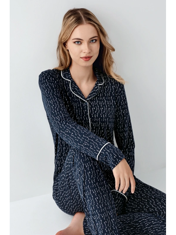 Arnetta 3430-s Kadın Gömlek Yaka Pijama Takımı
